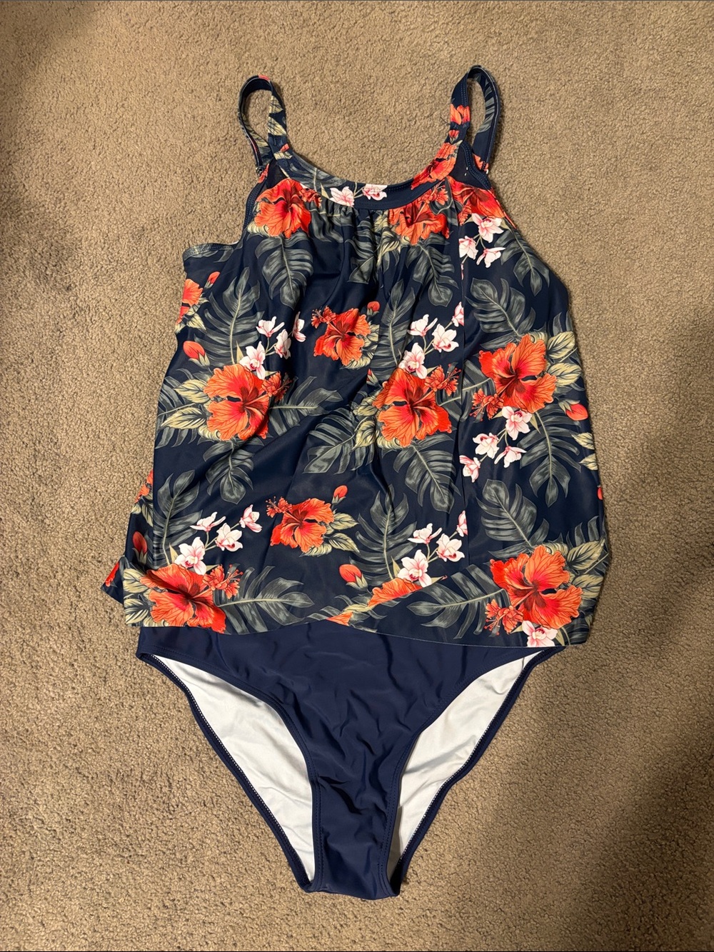 Woman’s Navy Floral Tankini Swim Set
